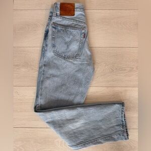 Levi's Womens 501 Original High Rise Cropped Jeans Light Wash Big E Rigid Denim